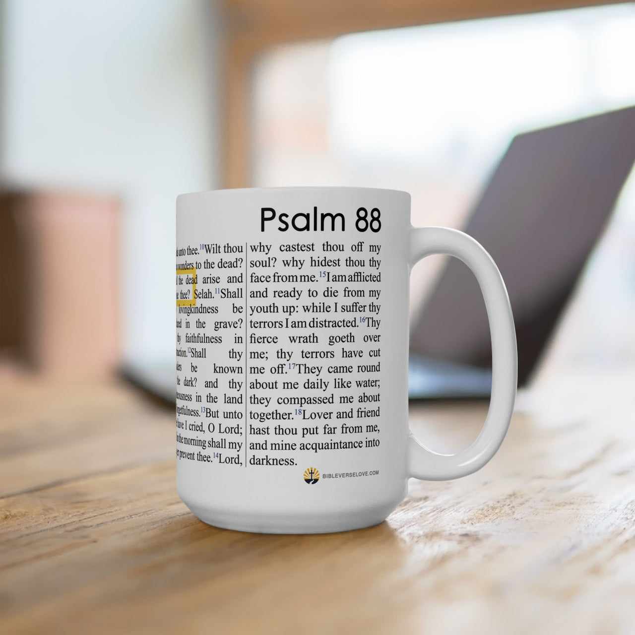 Psalm 88 Christian Coffee Mug - Full Text Bible Verse Gift - 15oz