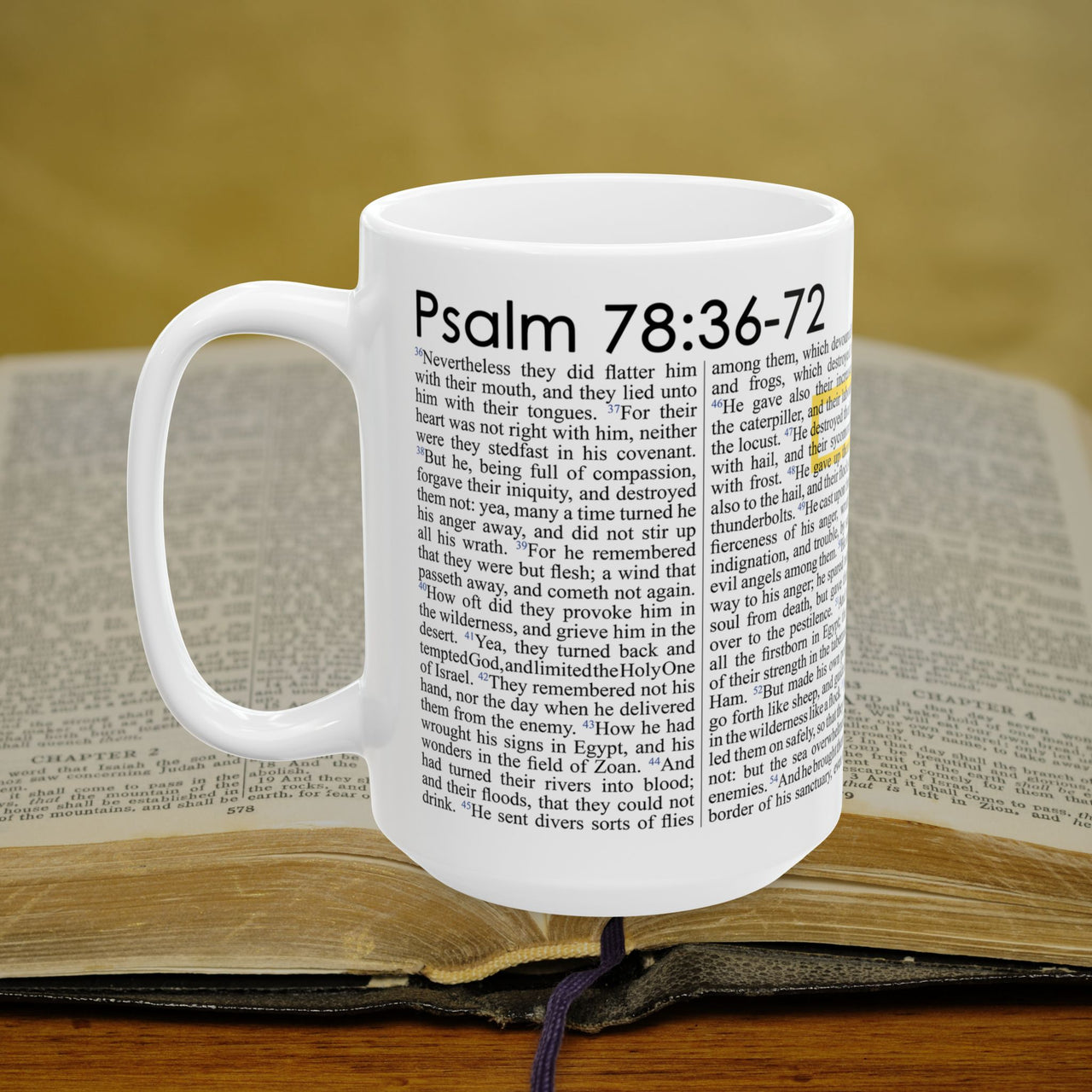 Psalm 78:36-72 Christian Coffee Mug - Full Text Bible Verse Gift - 15oz