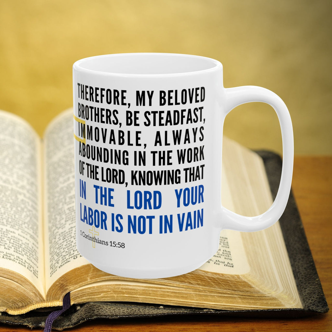 1 Corinthians 15:58 Bible Verse Prayer 15oz Mug