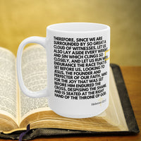 Thumbnail for Hebrews 12:1-2 Bible Verse Prayer 15oz Mug