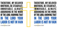 Thumbnail for a cross with the words in the lord your labor is not in vain