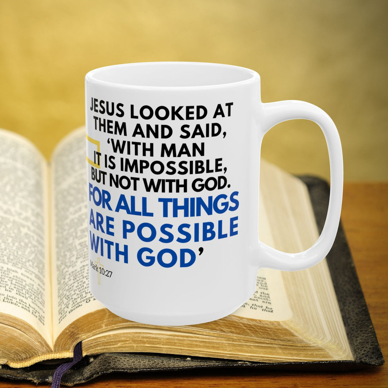 Mark 10:27 Bible Verse Prayer 15oz Mug