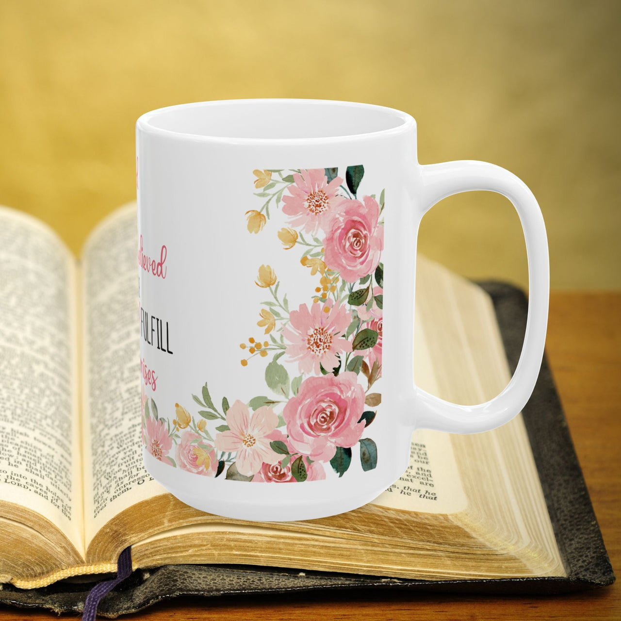 Blessed Is She - 15oz Coffee Mug Pink Floral