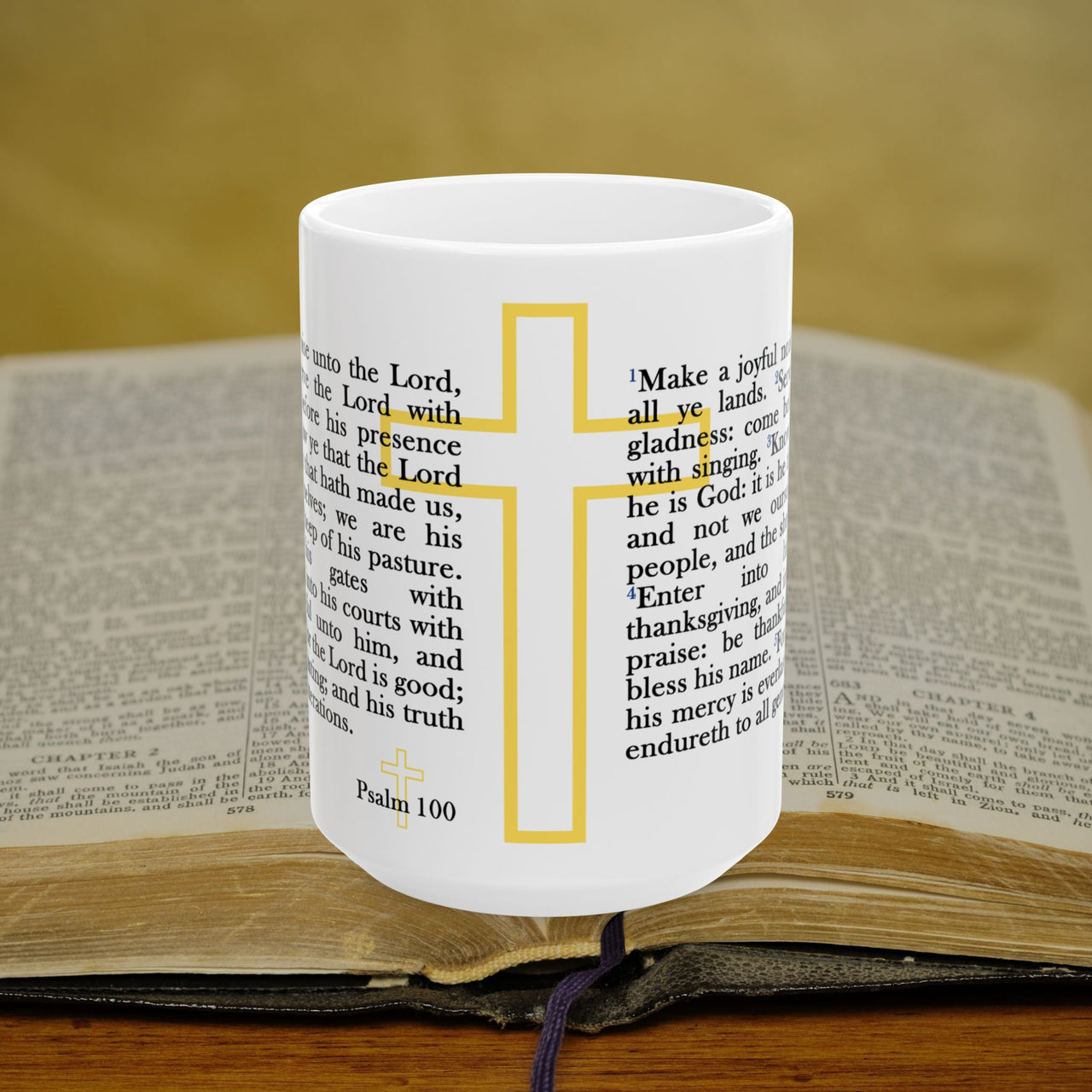 Psalm 100 Full Text - 15oz Coffee Mug