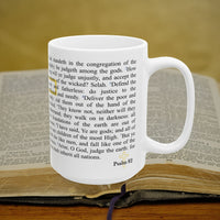 Psalm 82 Christian Coffee Mug - Full Text Bible Verse Gift - 15oz