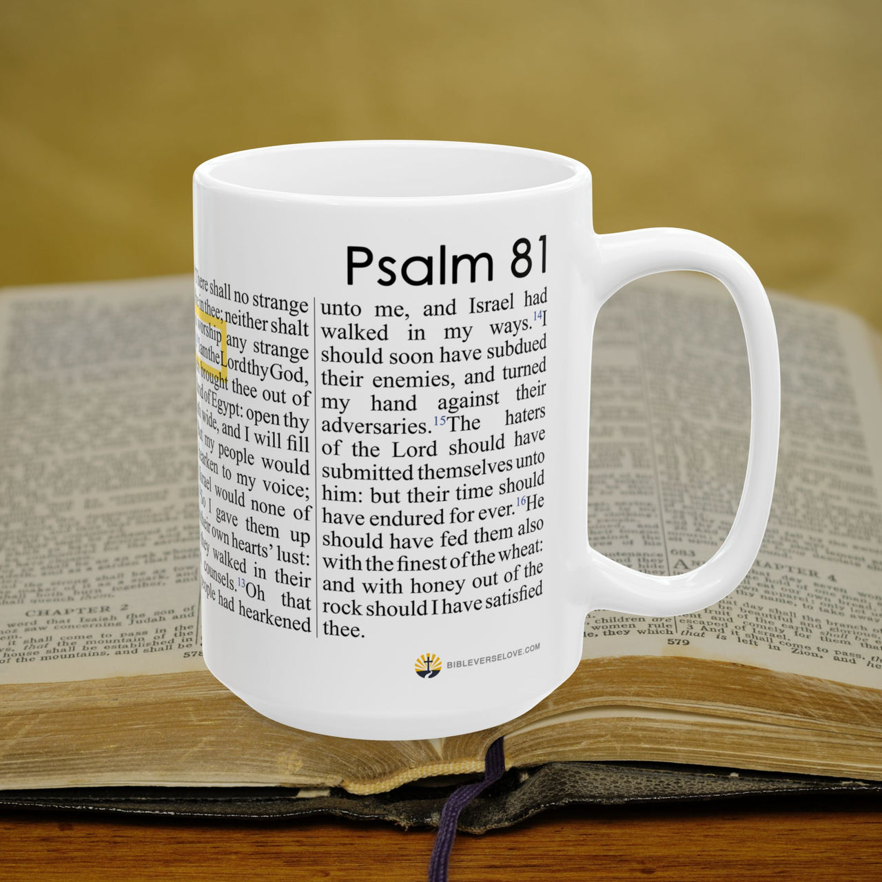 Psalm 81 Christian Coffee Mug - Full Text Bible Verse Gift - 15oz