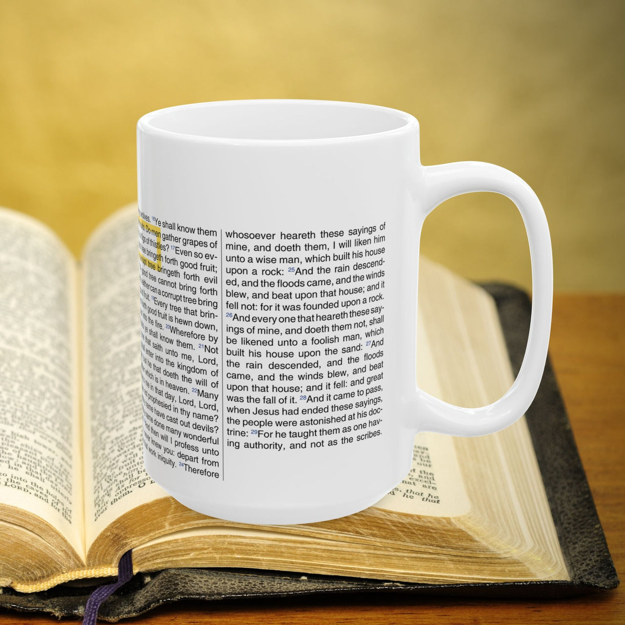 Matthew 7:1-29 Bible Verse Prayer 15oz Mug