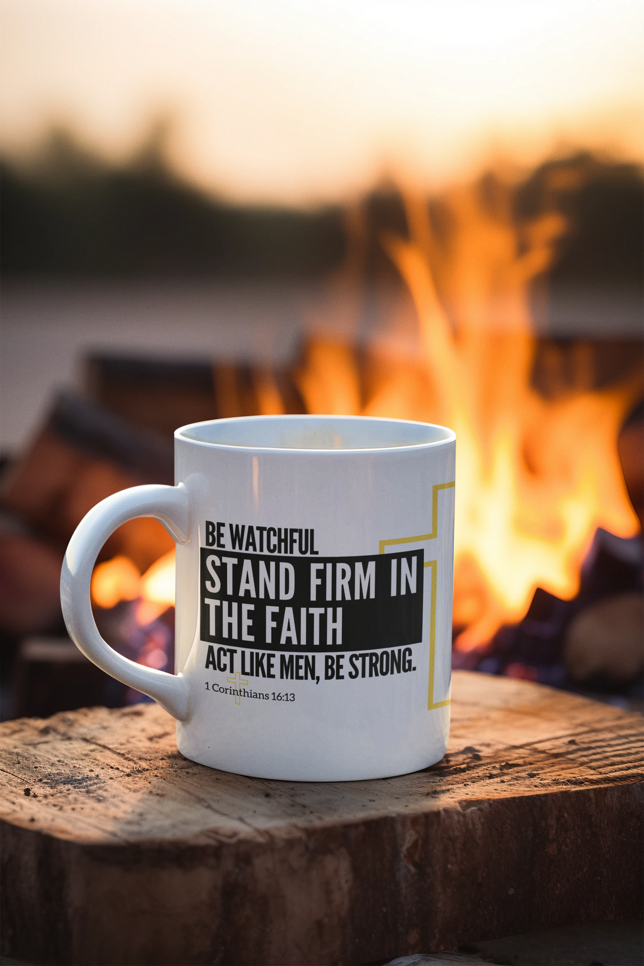 a white coffee cup sitting on top of a wooden table