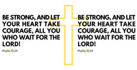 Thumbnail for a cross with the words be strong, and let your heart take courage, all