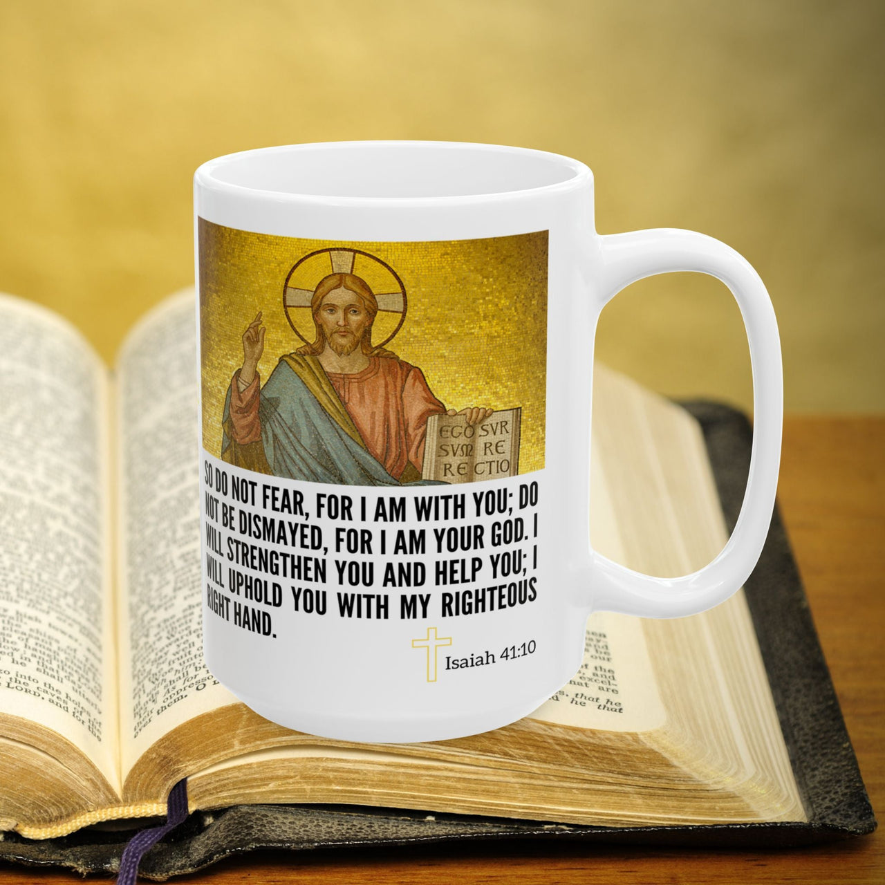 Isaiah 41:10 with Jesus Bible Verse Prayer 15oz Mug