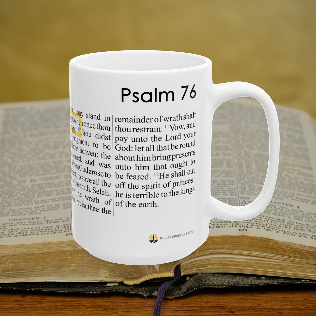 Psalm 76 Christian Coffee Mug - Full Text Bible Verse Gift - 15oz