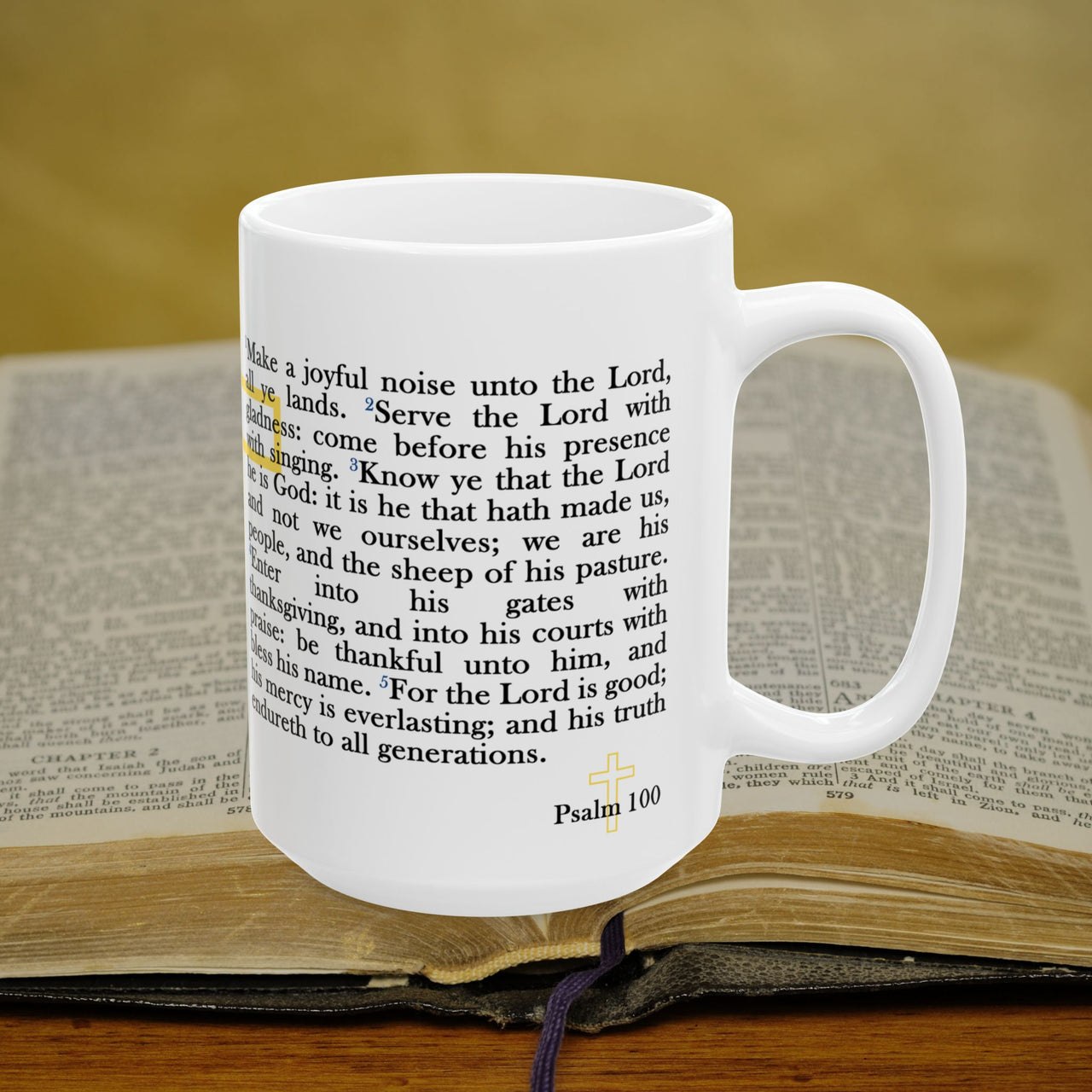 Psalm 100 Full Text - 15oz Coffee Mug