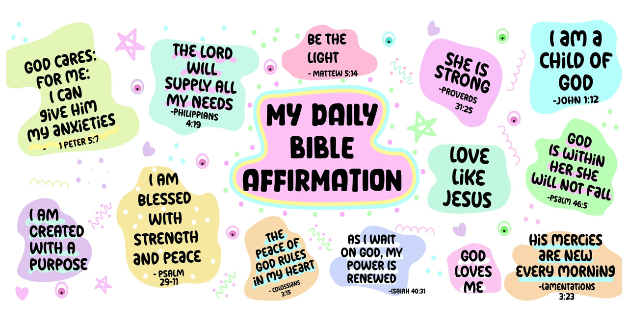 a colorful poster with words that say, my daily bible affirmation