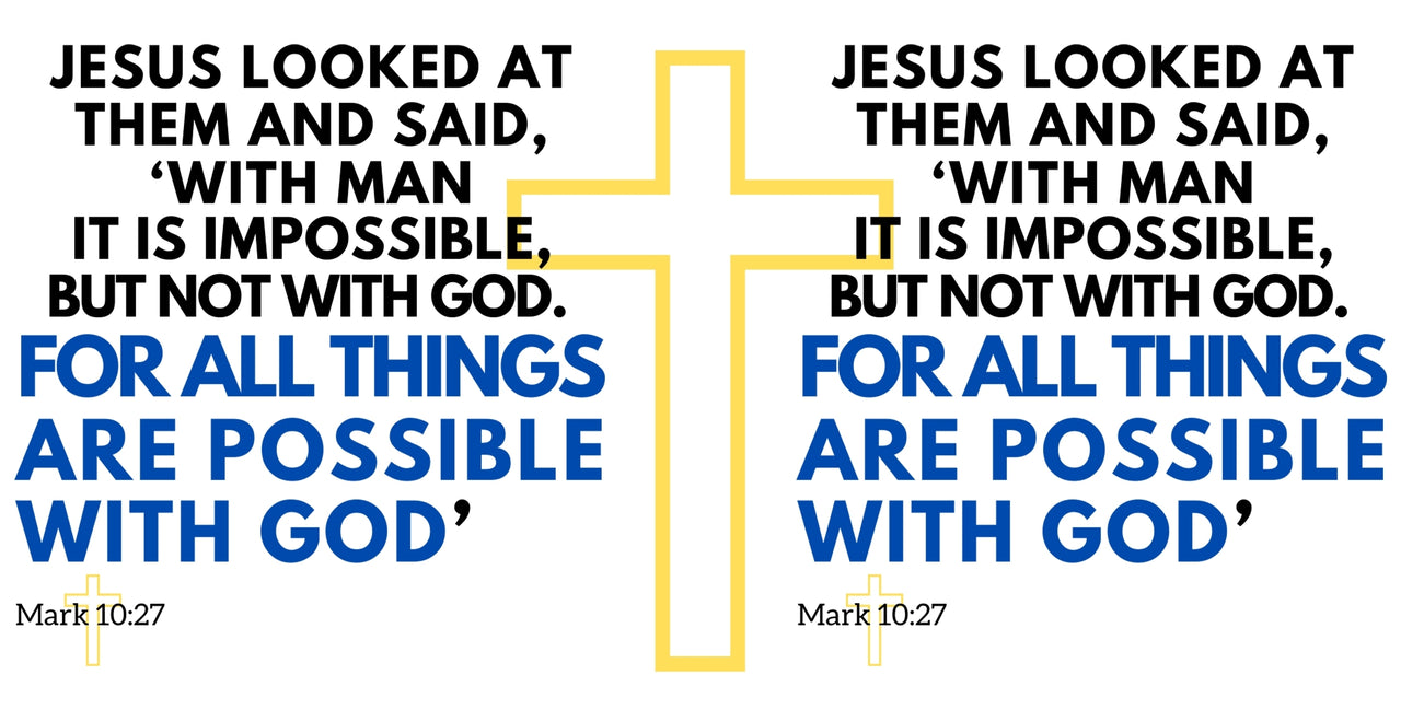 a cross with the words for all things are possible with god